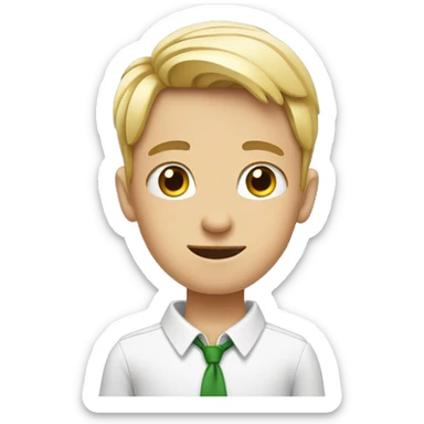 young white boy at marketing with a bow sticker