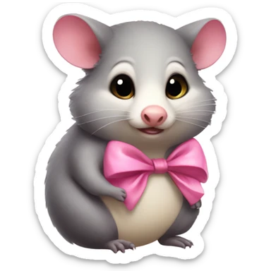 chubby possum add a girly bow sticker