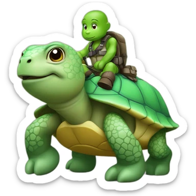 tortue sur hippopotame sticker