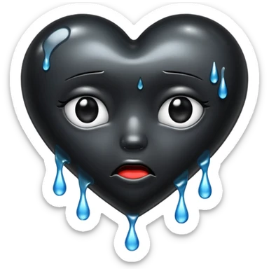black heart crying sticker