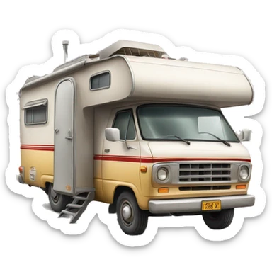 Old camper alogside th road sticker
