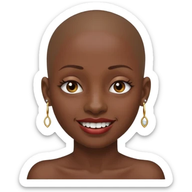 Make a emoji of a person with dark skin and has a nose ring and has a bunch of small earrings and a big earring and who has a gap between her two front teeth and with no hair sticker