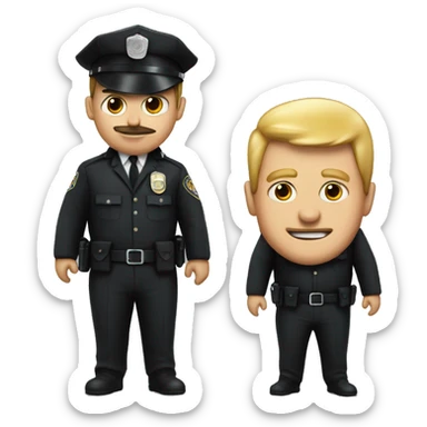 Fried man with non fried man cop suit on top sticker