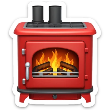red wood burning stove sticker