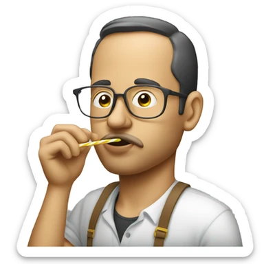 Man sniffing sugar with a straw sticker