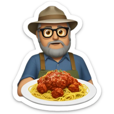 Sergio Leone eating spaghetti and meatballs sticker