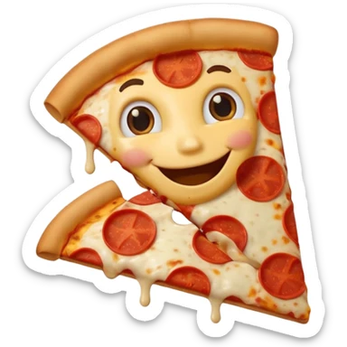 Pizza with a shirt sticker