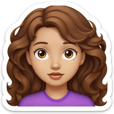 Girl with wavy brown hair and light skin  sticker