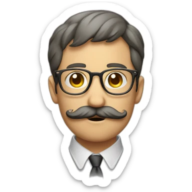glasses and mustache man begging for help face sticker