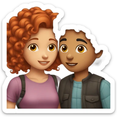 boy-with-dark-hair-kissing a girl with curly red hair sticker