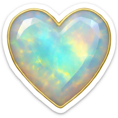 opal gemstone heart gold outline sticker