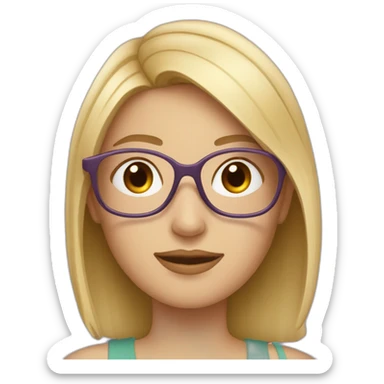 Une fille avec deux mèche blonde et des lunettes sticker