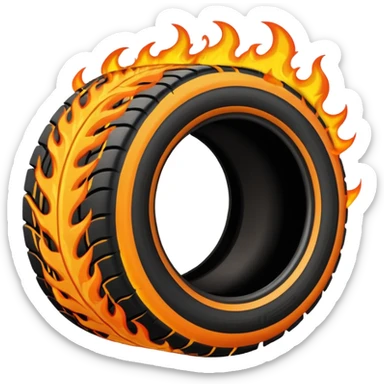 more flames in semi tire sticker