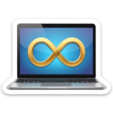an infinity sign and a laptop with video sticker