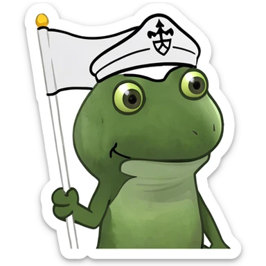 bufo holding a white flag sticker