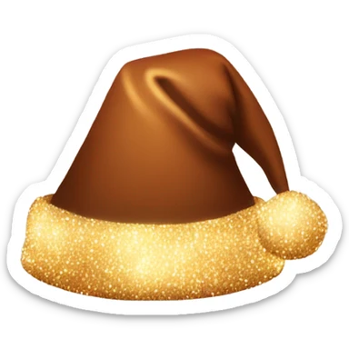 brown santa claus hat with shimmering garland sticker