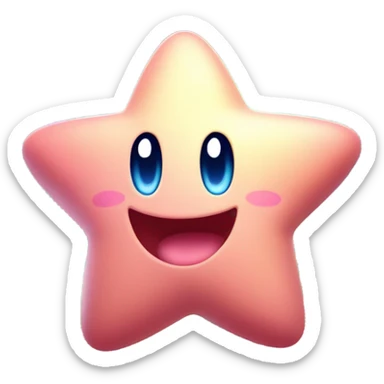 cute happy classic Kirby jumping on a star sticker