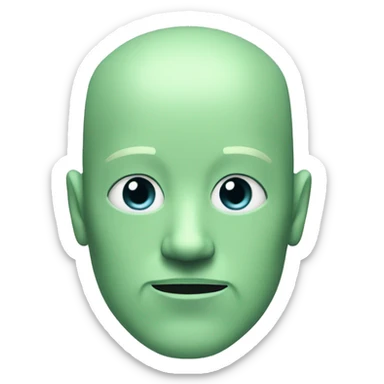 Pastel green bald male cyborg head with goatee sticker