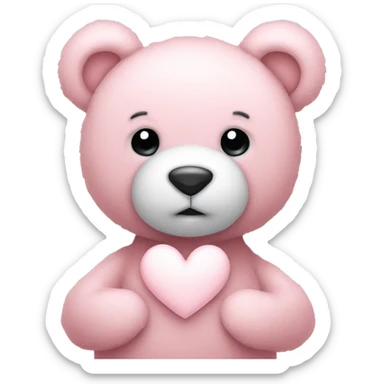 Light pink teddy bear with white heart sticker