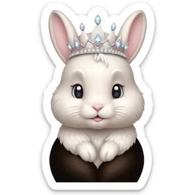 Rabbit King – fluffy white bunny with a small diamond tiara, standing
 sticker