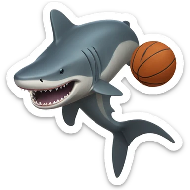 Basking shark playing basketball  sticker