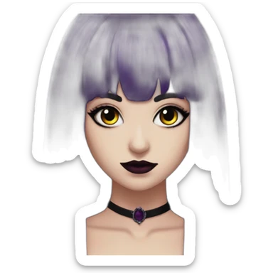 Elissabat-with-bangs-long-hair-dark-purple-and-black-vampire-goth-makeup sticker