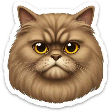 Brown Persian Cat with grumpy face sticker