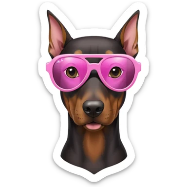 doberman with pink rayban sunglasses sticker