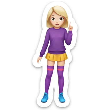 Cute girl thigh high socks sitting legs out, colorful clothes sticker