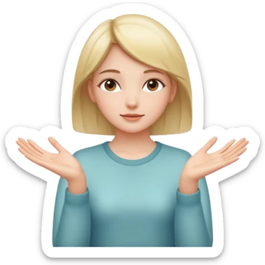 Girl with two hands in front out palms facing upwards and hands in front of her LOWER sticker