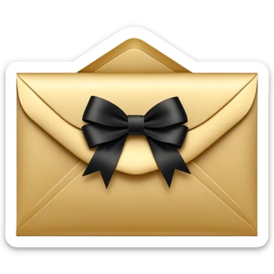 "An ornate black and gold envelope sealed with a delicate black ribbon bow and a small golden embellishment, evoking a sense of mystery and luxury." sticker