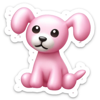 Pastel Pink Balloon Animal "A pastel pink balloon animal shaped like a dog, glowing softly with a shimmery finish and surrounded by tiny floating sparkles." sticker