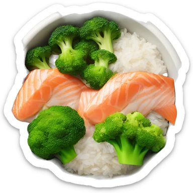 Pokebowl with rice salmon and broccoli  sticker