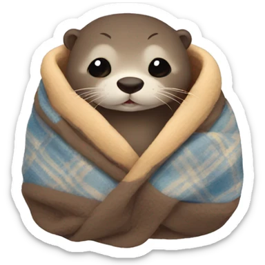 otter cozy in blanket sticker