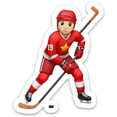 Hockey player in red clothes sticker