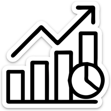 Minimalistic linear icon, thin outline, professional corporate style, monochrome, suitable for business brokerage website. Clean, modern, scalable vector design. Business analytics icon, bar chart growing up, minimalist outline, clean corporate style, single color, flat design in the style of an icon sticker