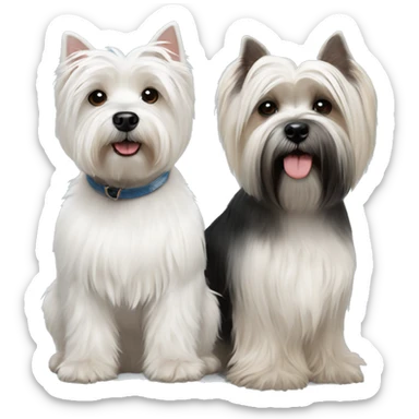 West highland terrier and Scottish terrier and shih tzu sitting together friends sticker