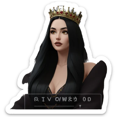 girl with black hair crown sticker