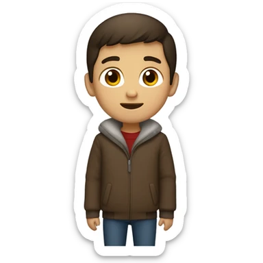 winter, christmas, hispanic, short brown hair, boy, brown eyes, child, full body, brown coat sticker