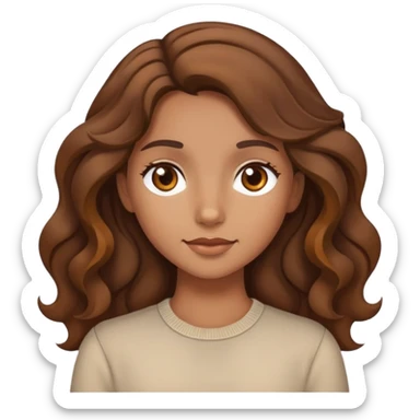 A tan girl with brown wavy hair  sticker