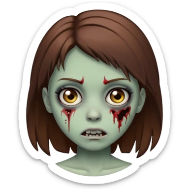 Girl zombie brown hair emo emoji sticker