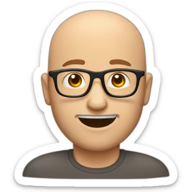 bald white man with glasses with a brown goatee winking sticker