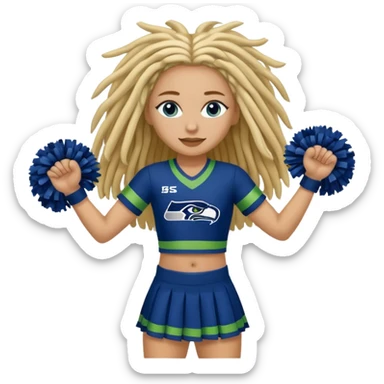 Blonde dreadlocks , blue eyes , cheerleader , full body , Seattle Seahawks sticker