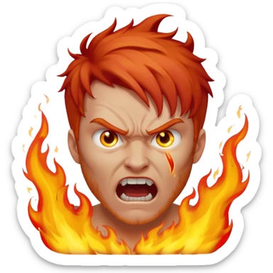burning angry bodybuilder red haired man sticker