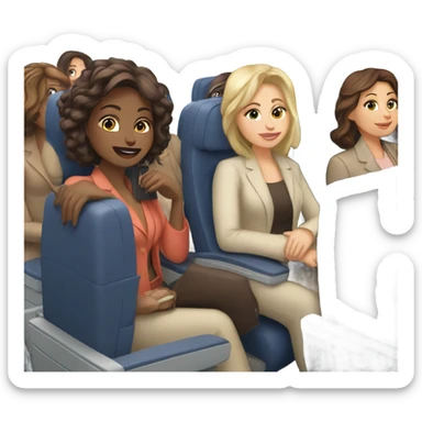 Group of Caucasian women on a airplane  sticker