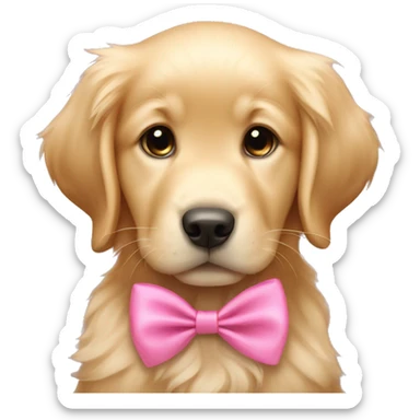 Golden retriever puppy with pink bow sticker