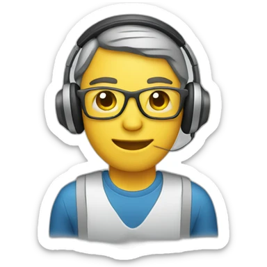 employee with laptop and headphones sticker