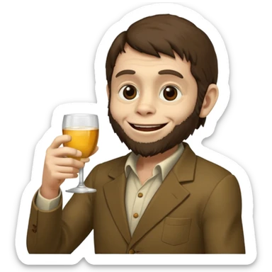 Darwin hugging an australopithecine and raising a toast sticker