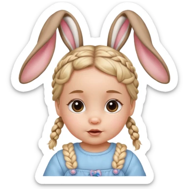 bunny ear accessory wearing baby braided hair sticker