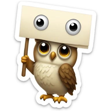 Owl holding rigged sign that is unhappy  sticker